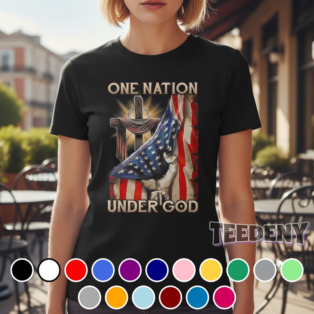 One Nation Under God Christian American Flag Patriotic Shirt