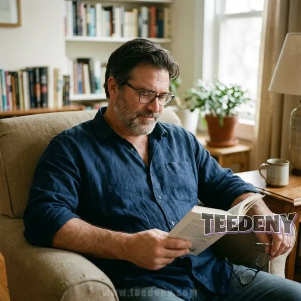 Broad Shoulders And Relaxed Fit Shirt On Middle Aged Man