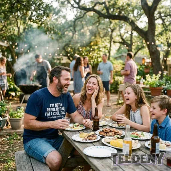 Dad Wearing Funny Shirt Showing Personality
