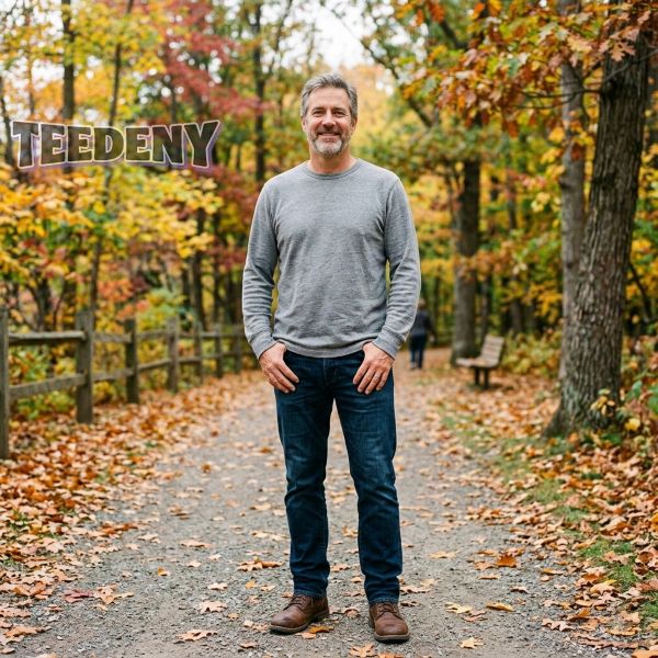 Dad Wearing Neutral Long Sleeve Shirt Outdoors