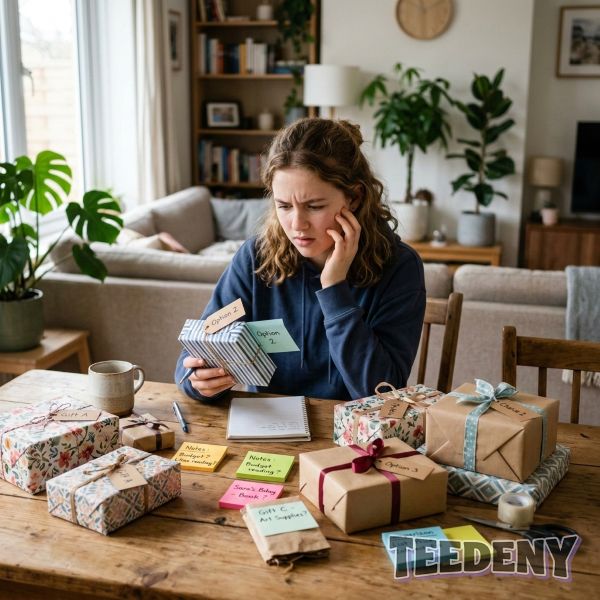 Daughter Comparing Gift Options For Dad