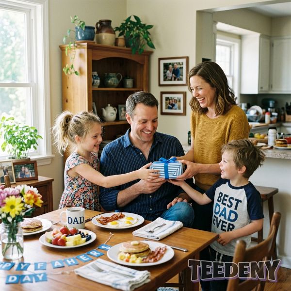Family Celebrating Fathers Day At Home