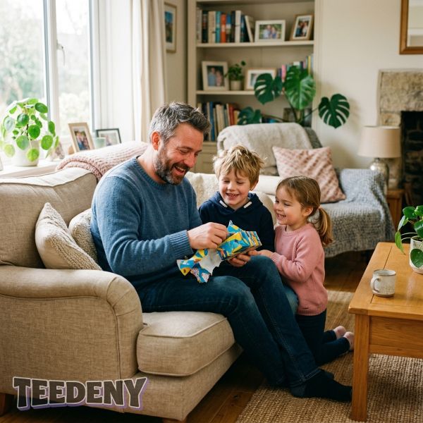 Family Giving Dad A Heartfelt Surprise Gift