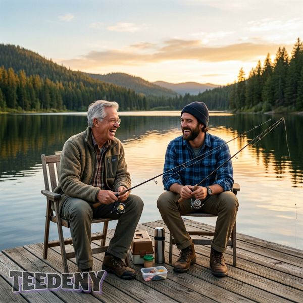 Father And Child Fishing Together Outdoor Quality Time