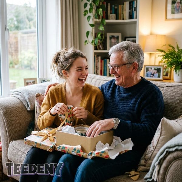 Father Daughter Bond While Opening Gift Together