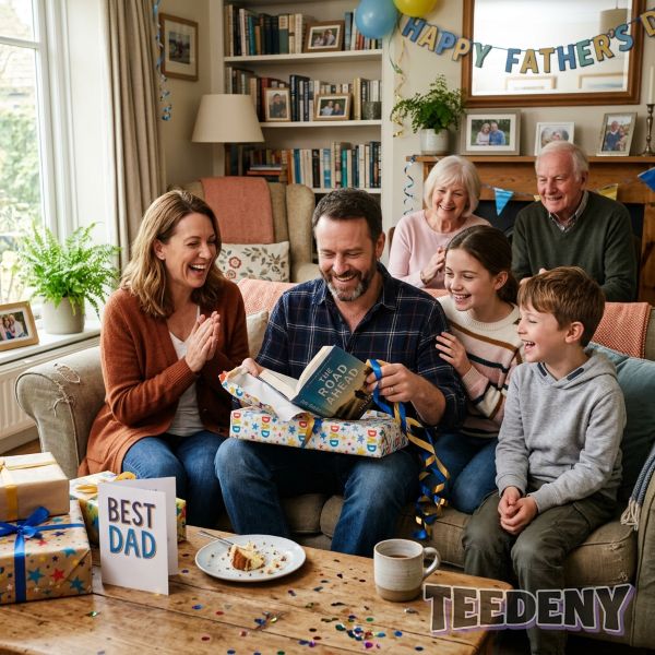 Father Opening Gift During Family Celebration