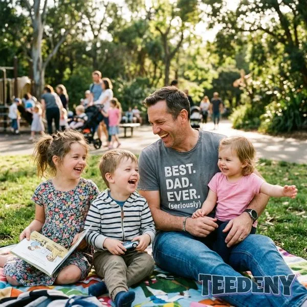 Father Wearing Meaningful Dad Shirt Family Moment