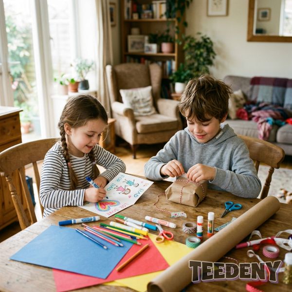 Kids Preparing Special Gift For Dad Together