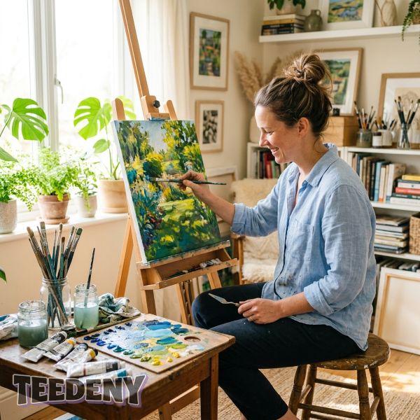 Mom Engaging In Creative Hobby Real Life