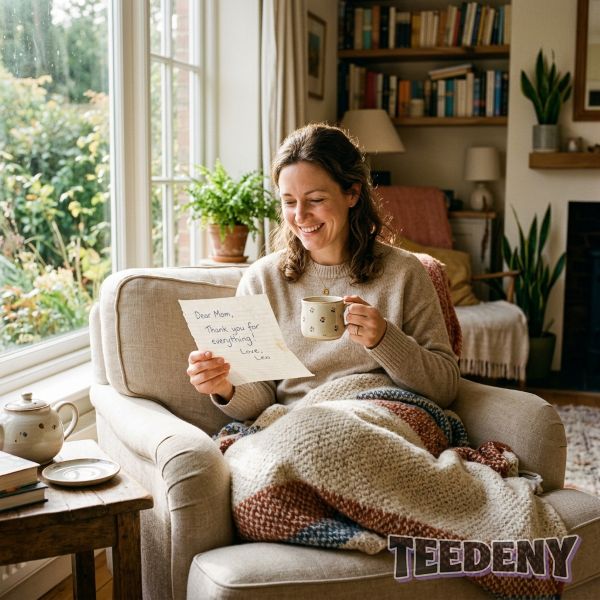 Mom Relaxing With Thoughtful Gift Real Life