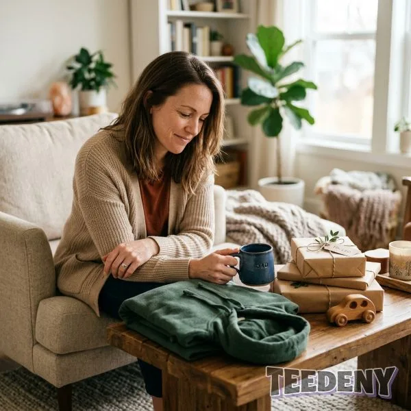 Parent Choosing Thoughtful Gift For Son At Home