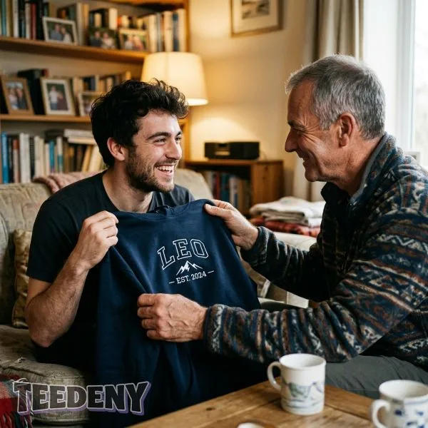Son Receiving Personalized Gift From Parent Real Moment