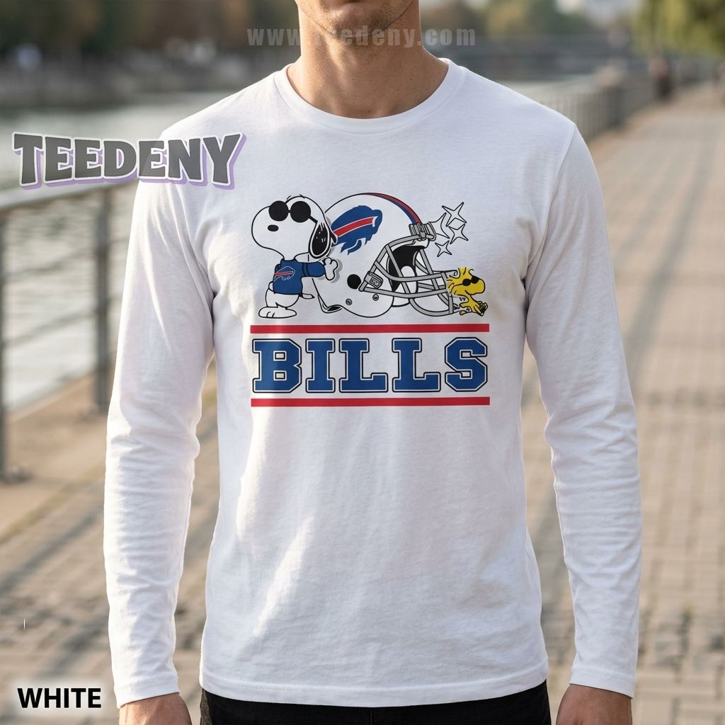 Buffalo Bills Peanuts Gang Football Long Sleeve Classic Cartoon Style Buffalo Bills Peanuts Gang Football Long Sleeve Classic Cartoon Style