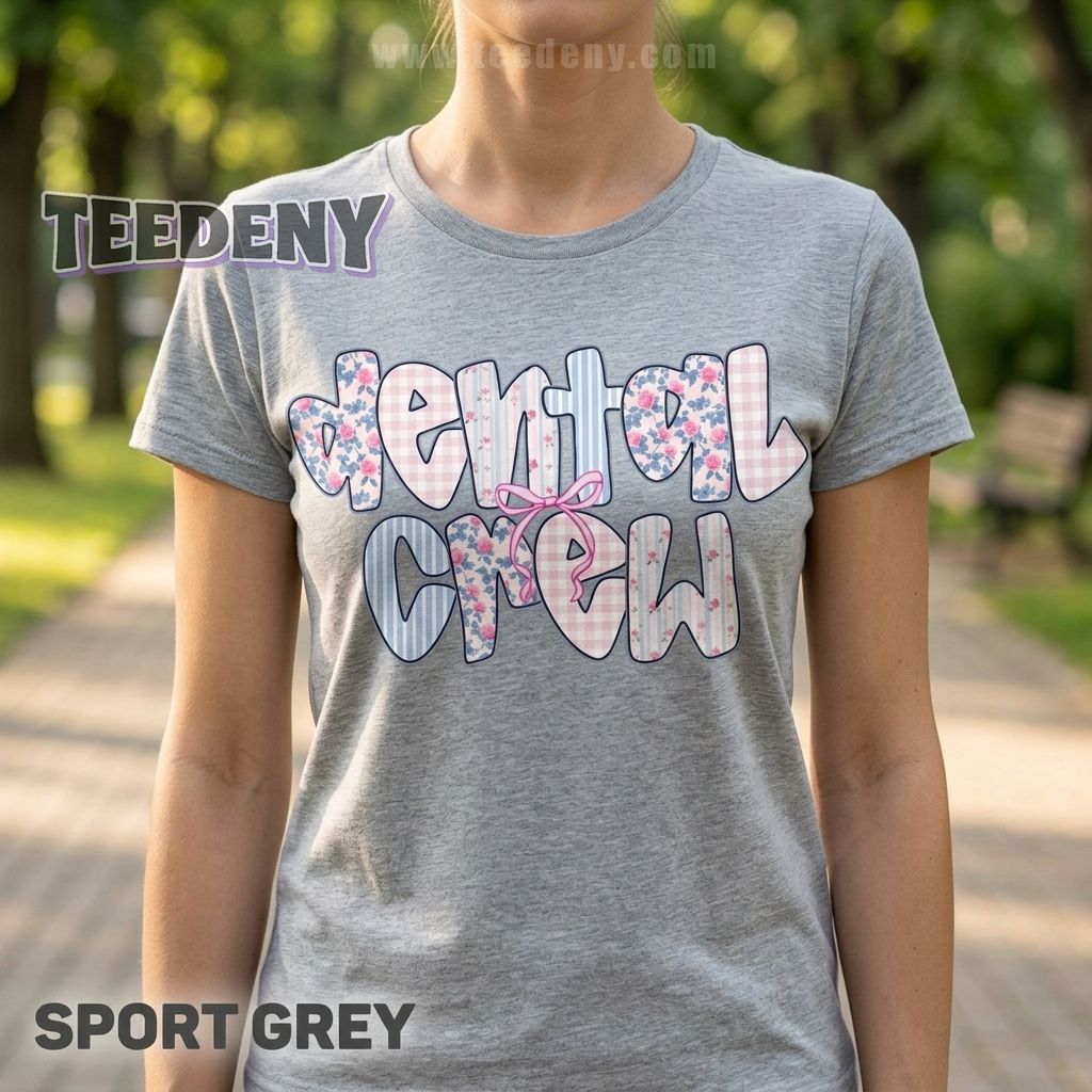 Coquette Aesthetic Dental Crew Floral Bow Shirt