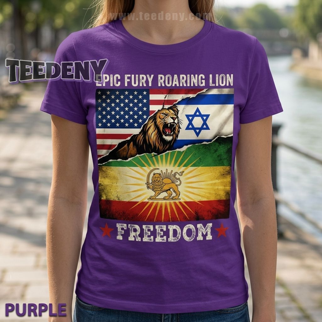 Freedom Lion Graphic Shirt USA Israel Flag