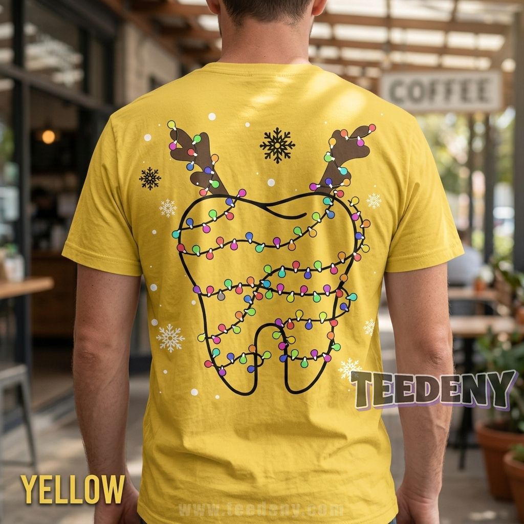 Funny Christmas Tooth With Reindeer Antlers Dental Shirt
