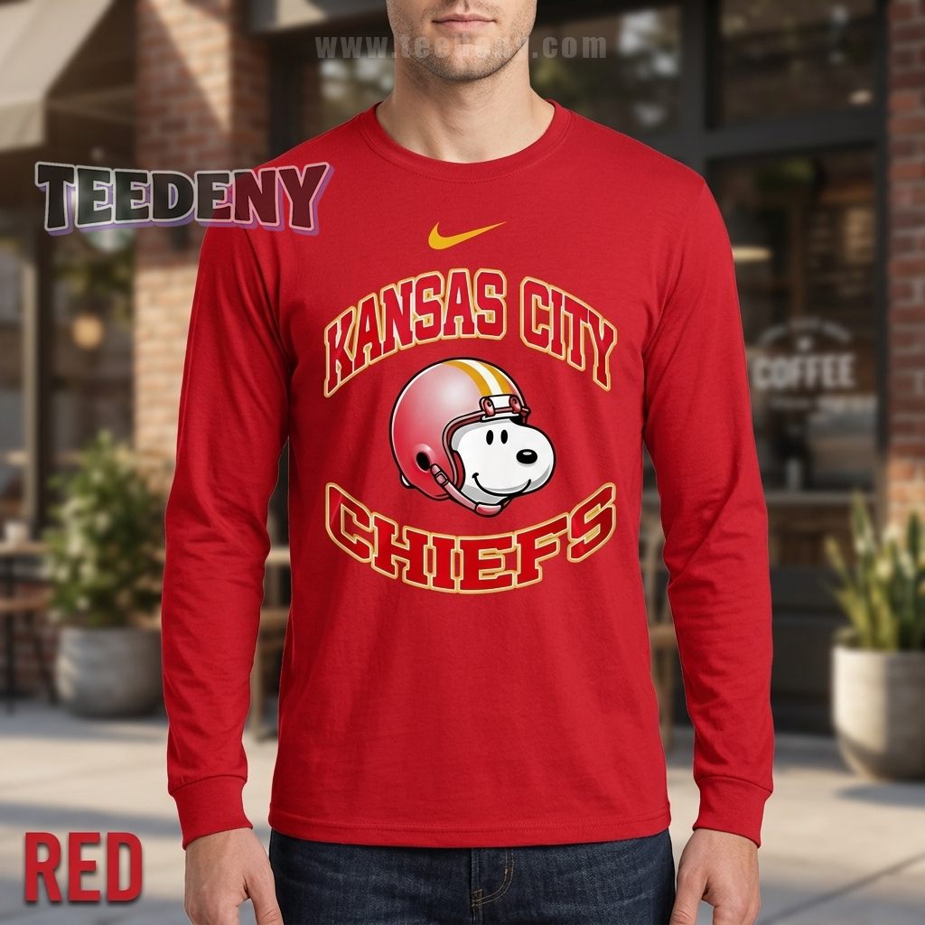 KC Chiefs Snoopy Football Player Long Sleeve Action Theme Design KC Chiefs Snoopy Football Player Long Sleeve Action Theme Design