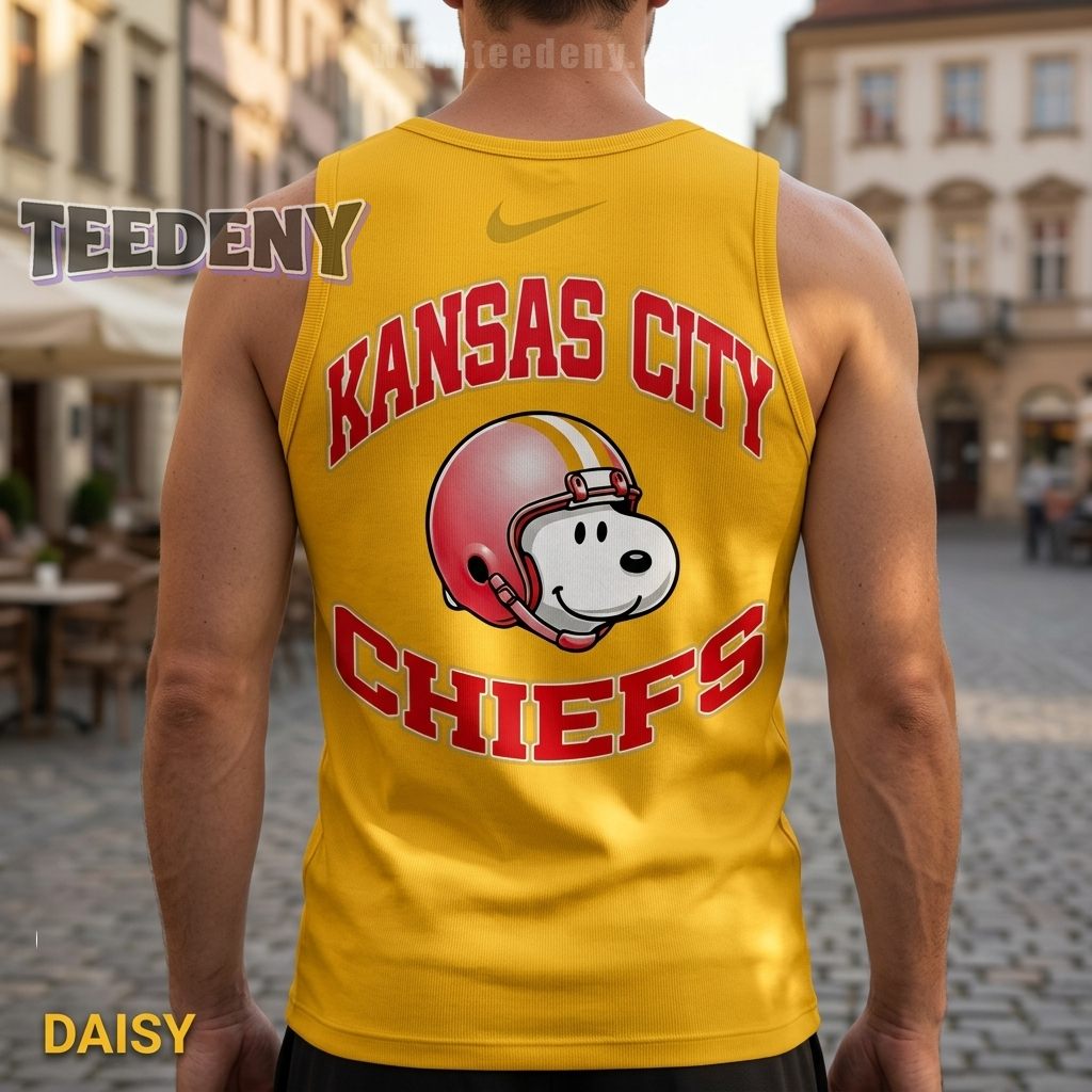 KC Chiefs Snoopy Football Player Tanktop Action Theme Design KC Chiefs Snoopy Football Player Tanktop Action Theme Design