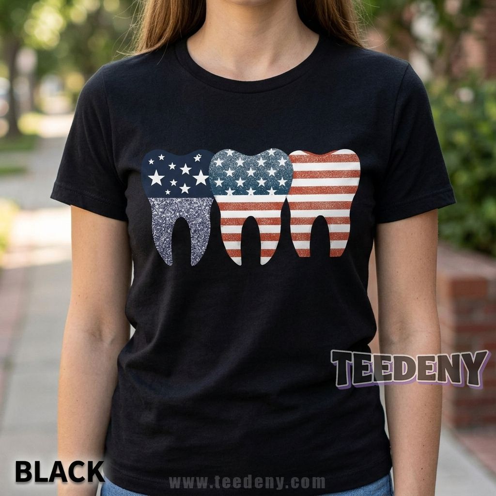 Patriotic Dental Teeth Fourth Of July Shirt