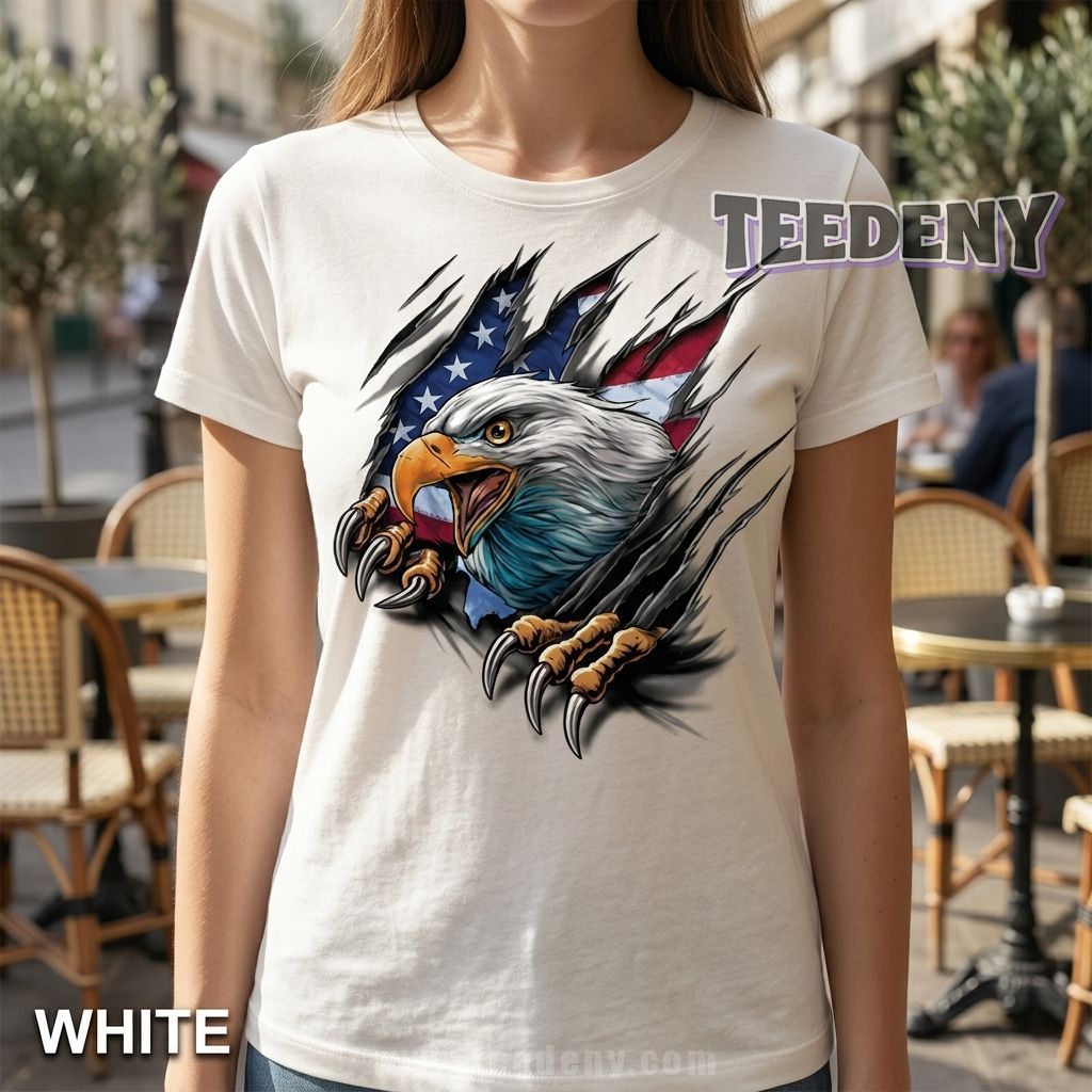 Philadelphia Eagles Ripped American Flag Shirt Patriotic USA Fan