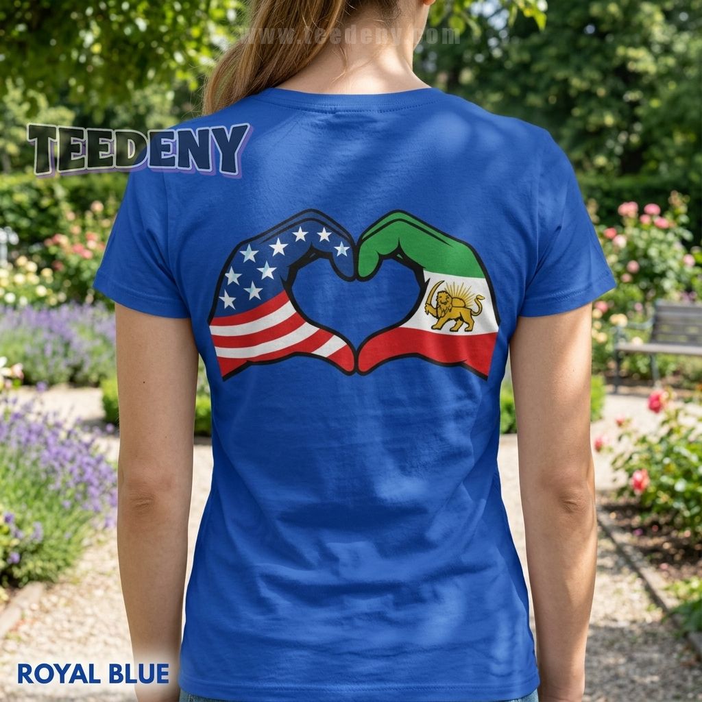 USA Iran Friendship Heart Flag Graphic Gift Shirt
