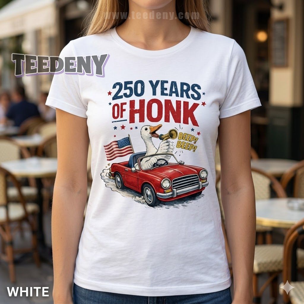 250 Years Of Honk Beep Beep Patriotic Duck Driving Car 4th Of July Shirt