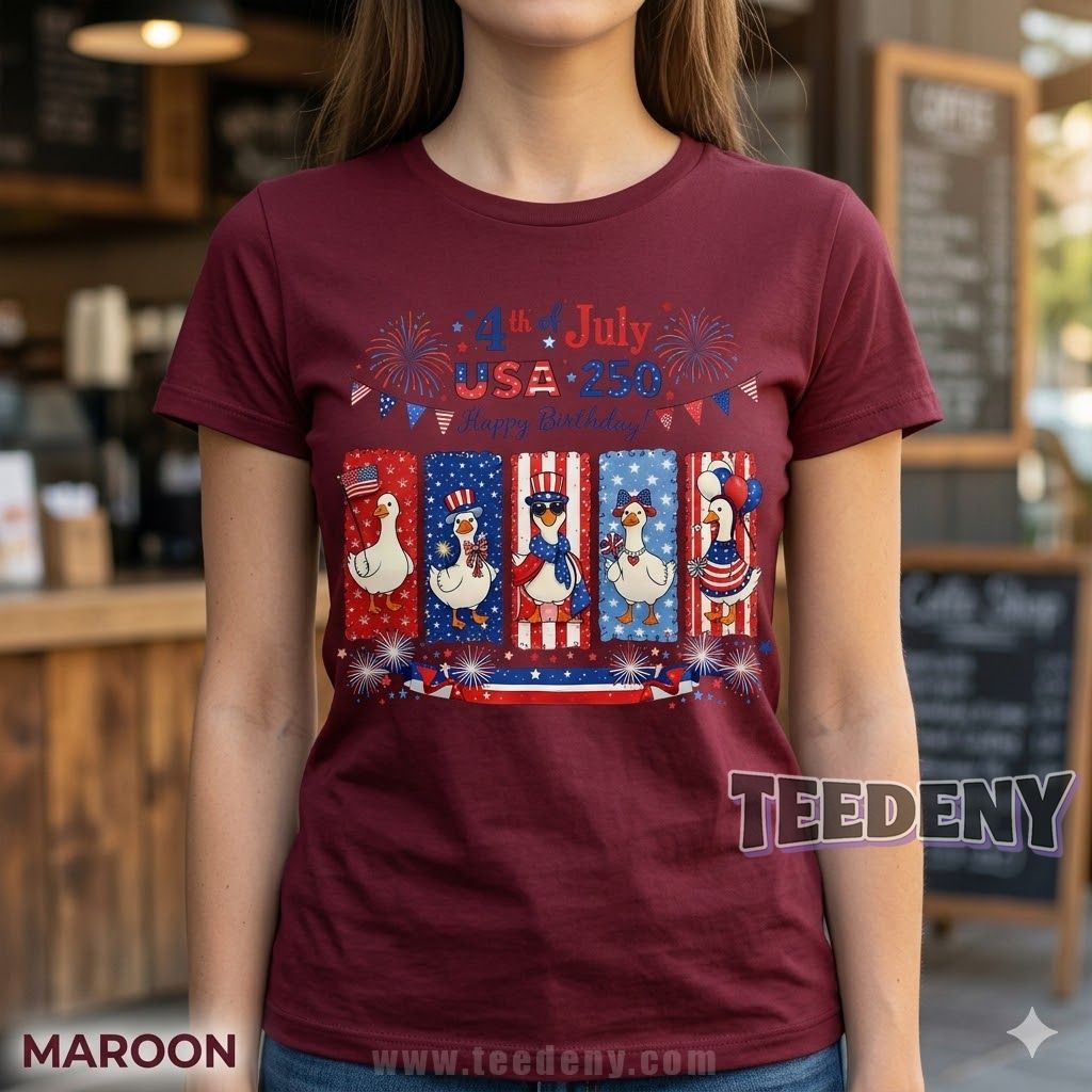 4th Of July USA 250 Happy Birthday Patriotic Duck Shirt