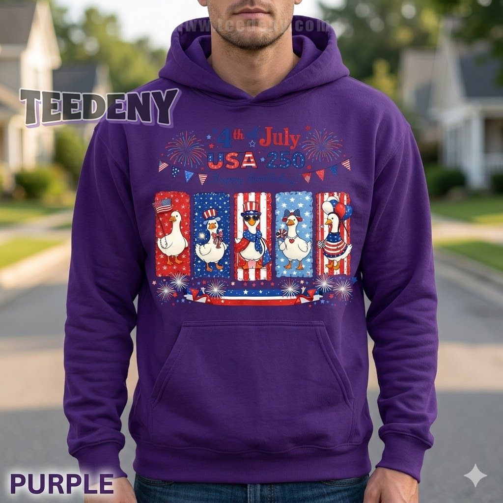 4th Of July USA 250 Happy Birthday Patriotic Duck Hoodie 4th Of July USA 250 Happy Birthday Patriotic Duck Hoodie