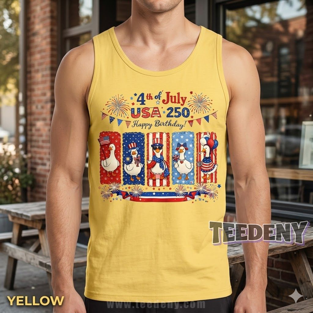 4th Of July USA 250 Happy Birthday Patriotic Duck Tanktop 4th Of July USA 250 Happy Birthday Patriotic Duck Tanktop