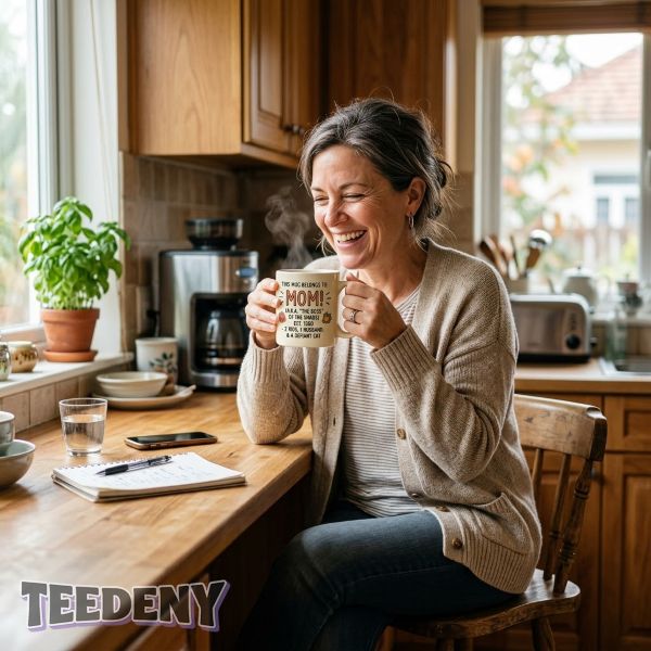 Mom Using Funny Personalized Mug At Home