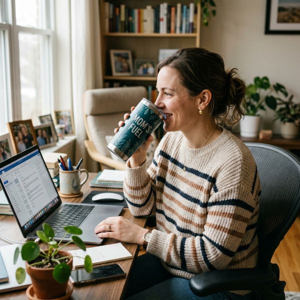 Mom Using Practical Gift Daily Real Life Moment