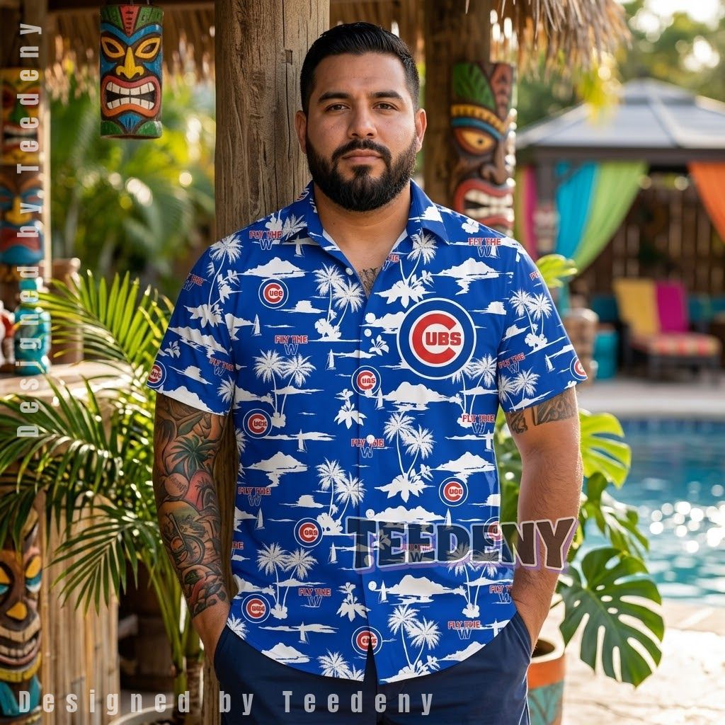 Chicago Cubs Island Scene Aloha Shirt Front