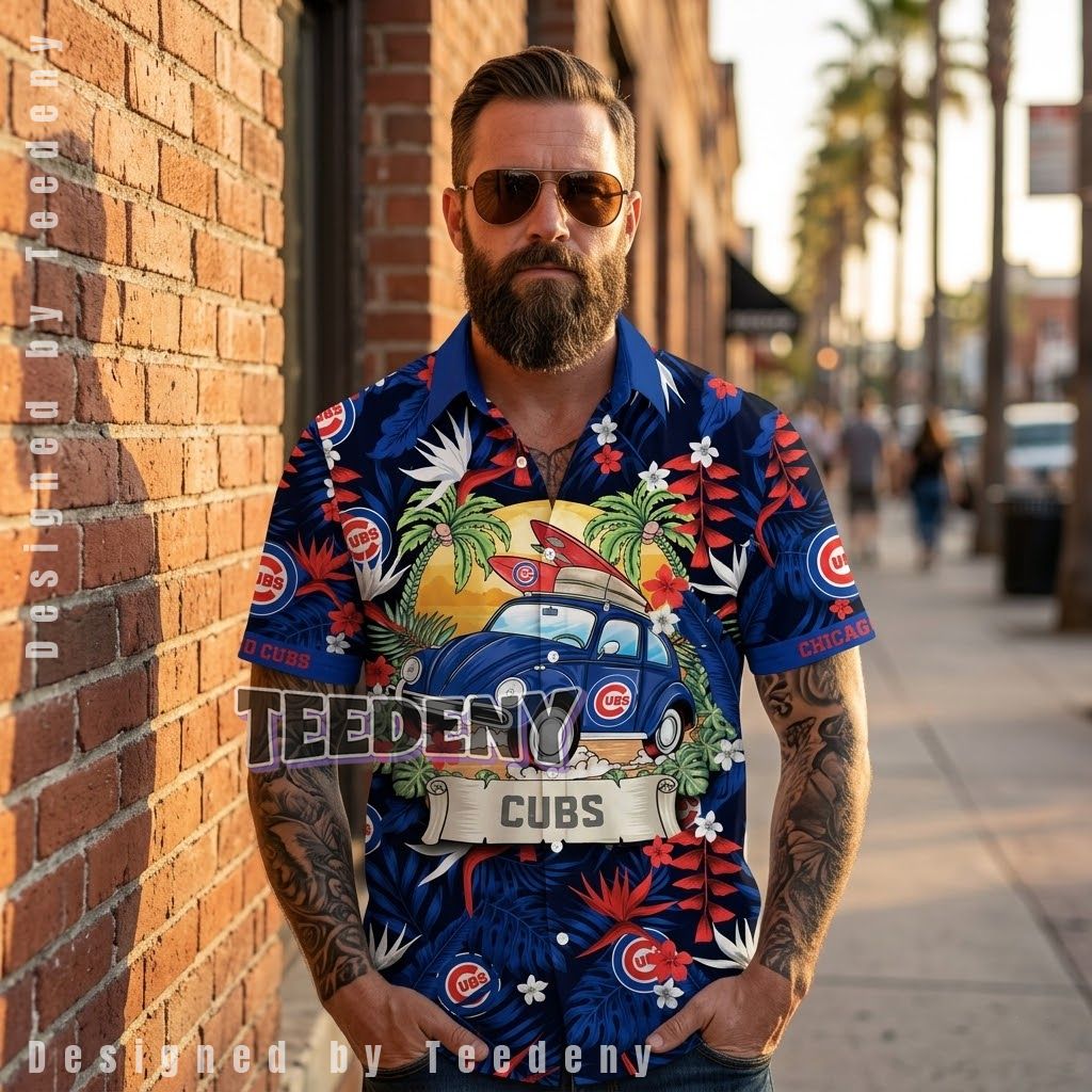 Chicago Cubs Surf Car Beach Shirt Front
