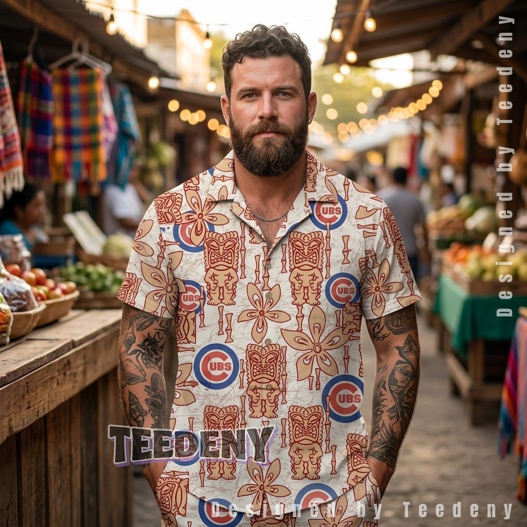Chicago Cubs Tiki Idol Aloha Shirt Front