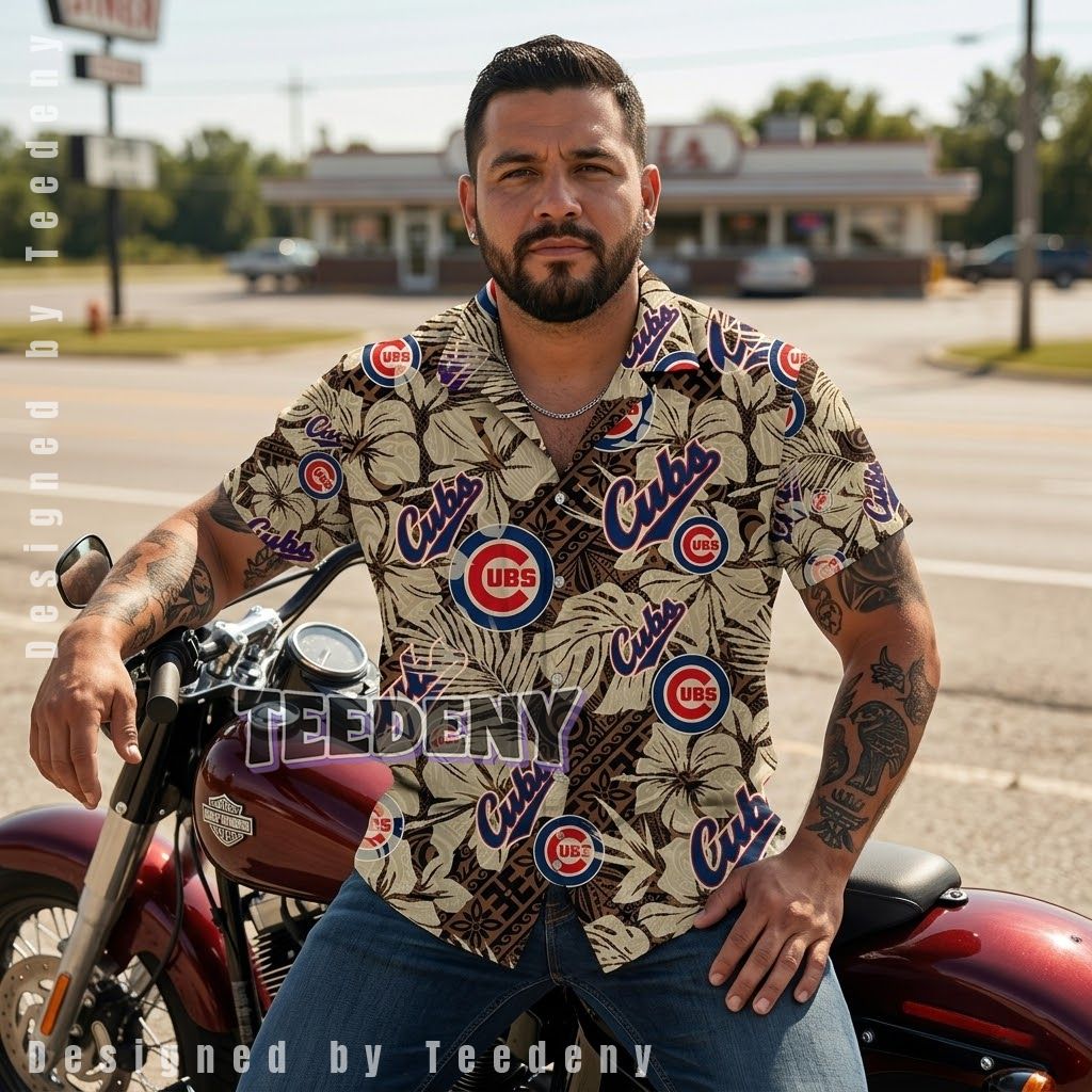 Chicago Cubs Vintage Polynesian Hawaiian Shirt Front