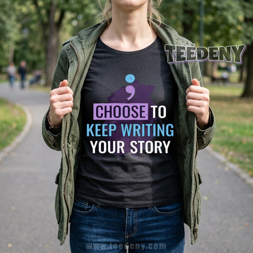 Choose To Keep Writing Your Story Shirt Semicolon Mental Health Awareness Suicide Prevention