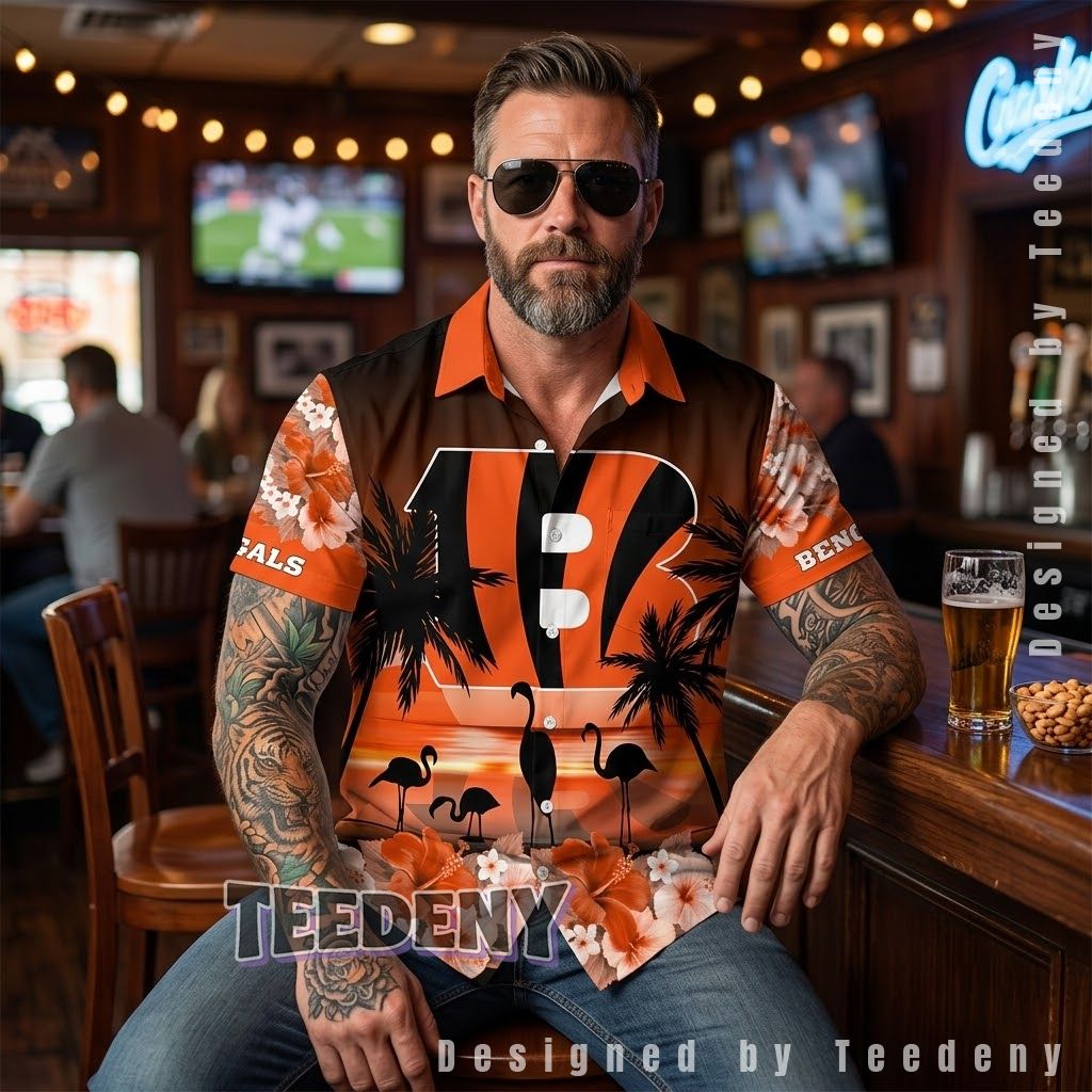Cincinnati Bengals Flamingo Tropical Hawaiian Shirt Front