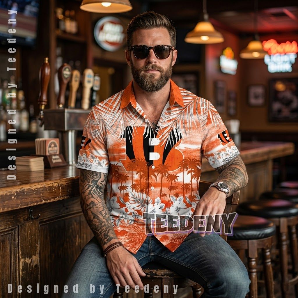 Cincinnati Bengals Island Floral Hawaiian Shirt Front