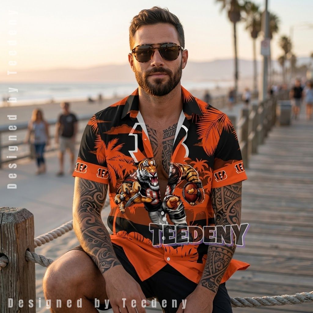 Cincinnati Bengals Mascot Custom Hawaiian Shirt Front