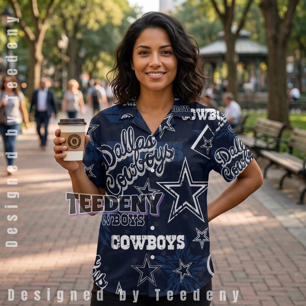 Dallas Cowboys All Over Logo Aloha Shirt Front