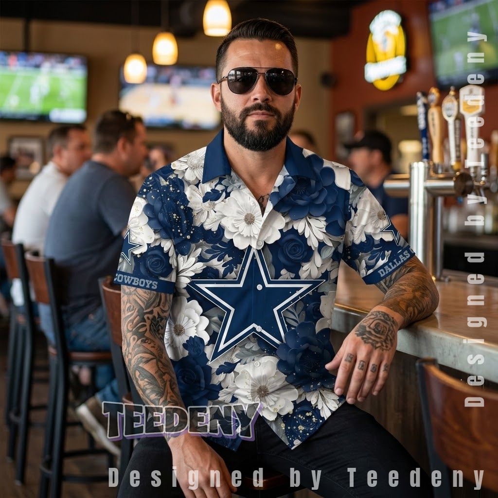 Dallas Cowboys Rose Bloom Aloha Shirt Front