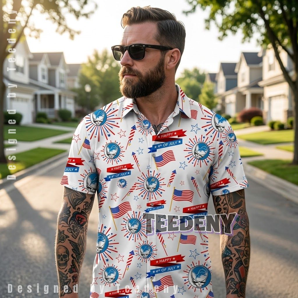 Detroit Lions 4th July Hawaiian Shirt Front