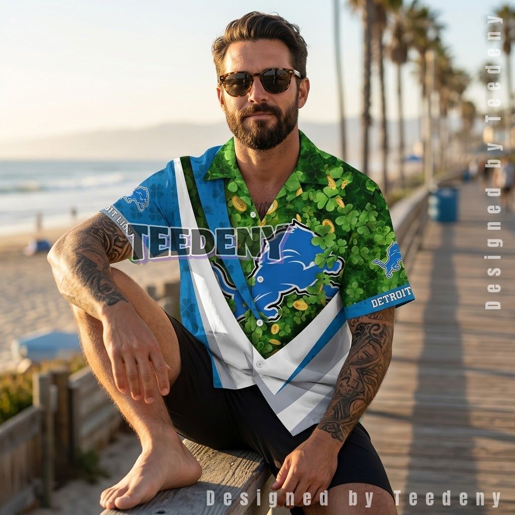 Detroit Lions Shamrock Custom Hawaiian Shirt Front