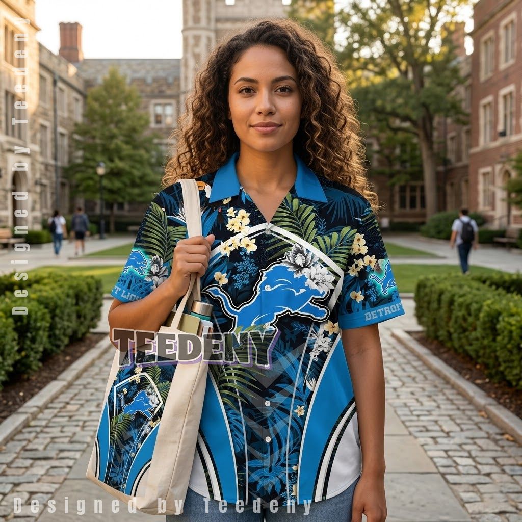 Detroit Lions Toucan Jungle Aloha Shirt Front
