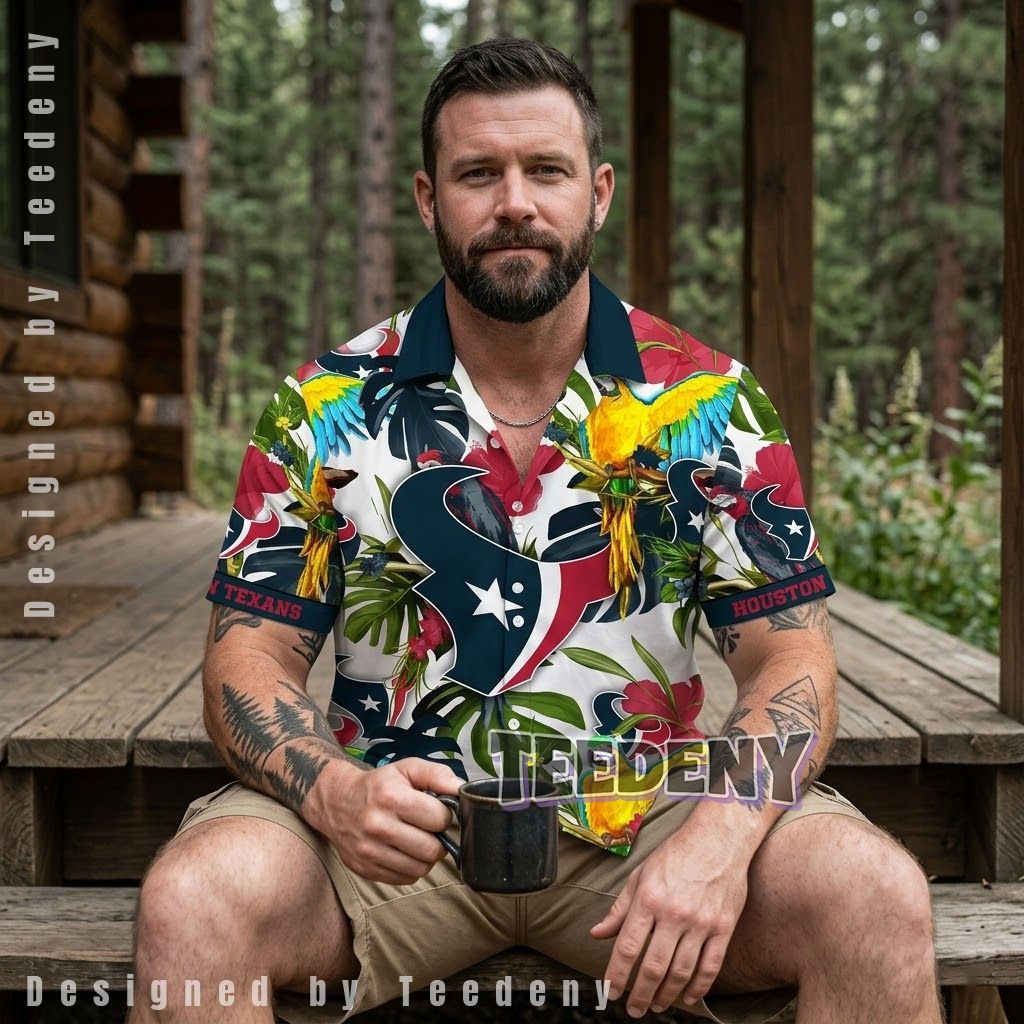 Houston Texans Parrot Jungle Aloha Shirt Front