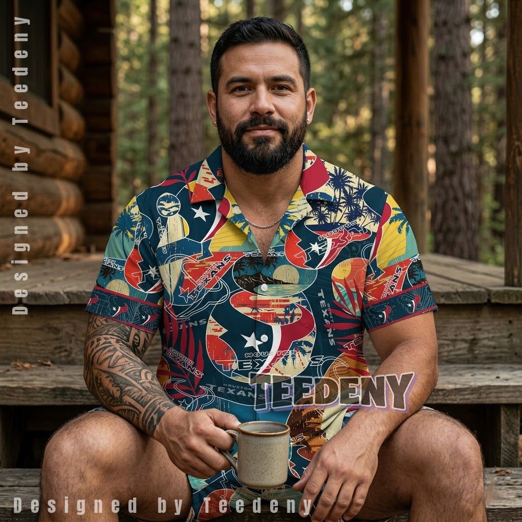 Houston Texans Retro Logo Hawaiian Shirt Front