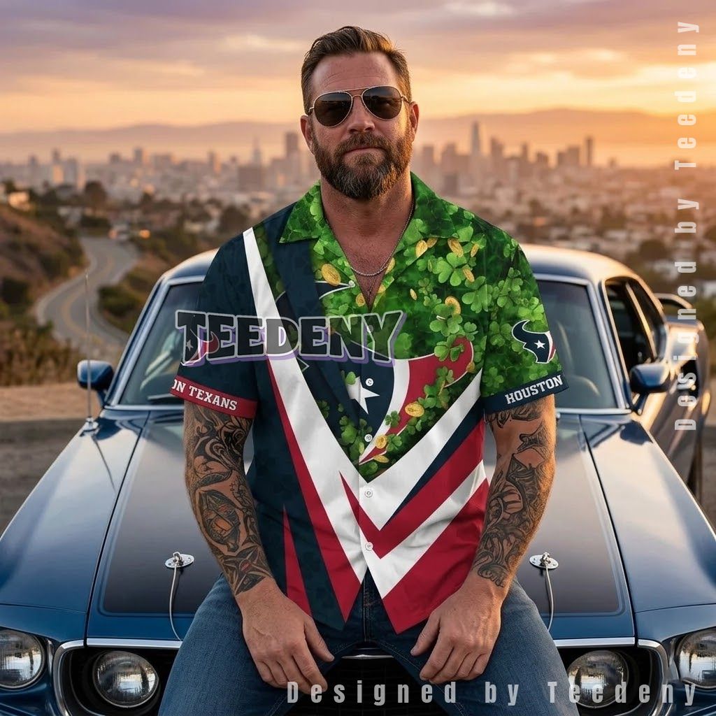 Houston Texans Shamrock Lucky Hawaiian Shirt Front
