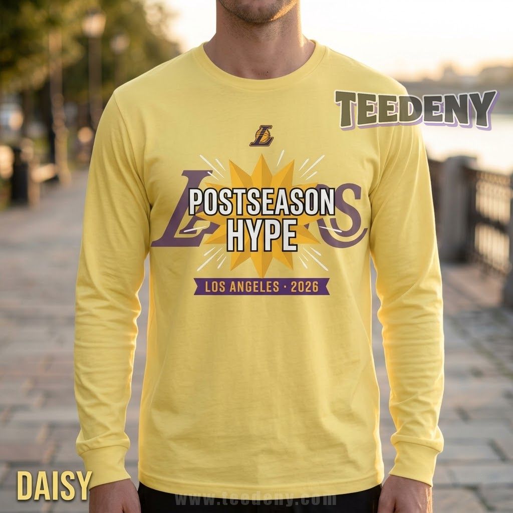 Lakers 2026 Postseason Hype Starburst Energy Fan Long Sleeve Lakers 2026 Postseason Hype Starburst Energy Fan Long Sleeve