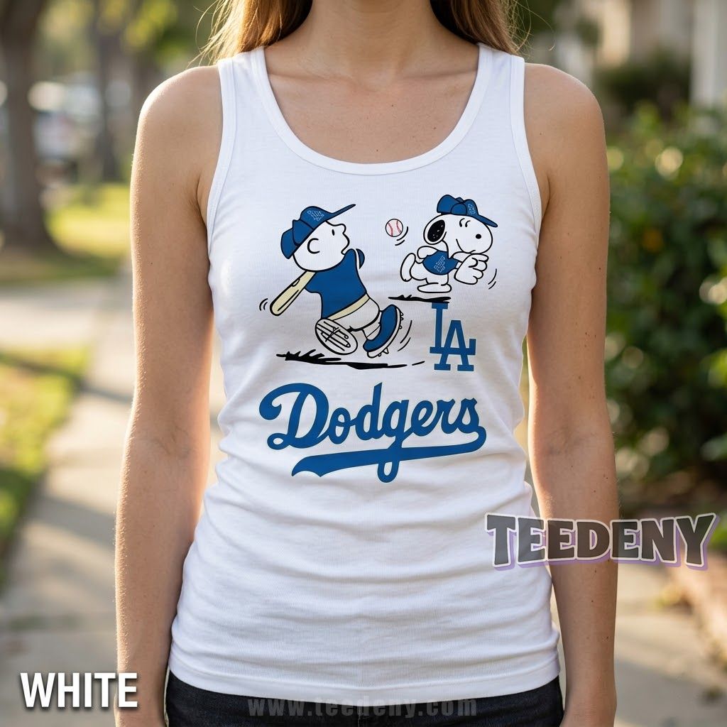 Los Angeles Dodgers Peanuts Gang Cartoon Tanktop Los Angeles Dodgers Peanuts Gang Cartoon Tanktop