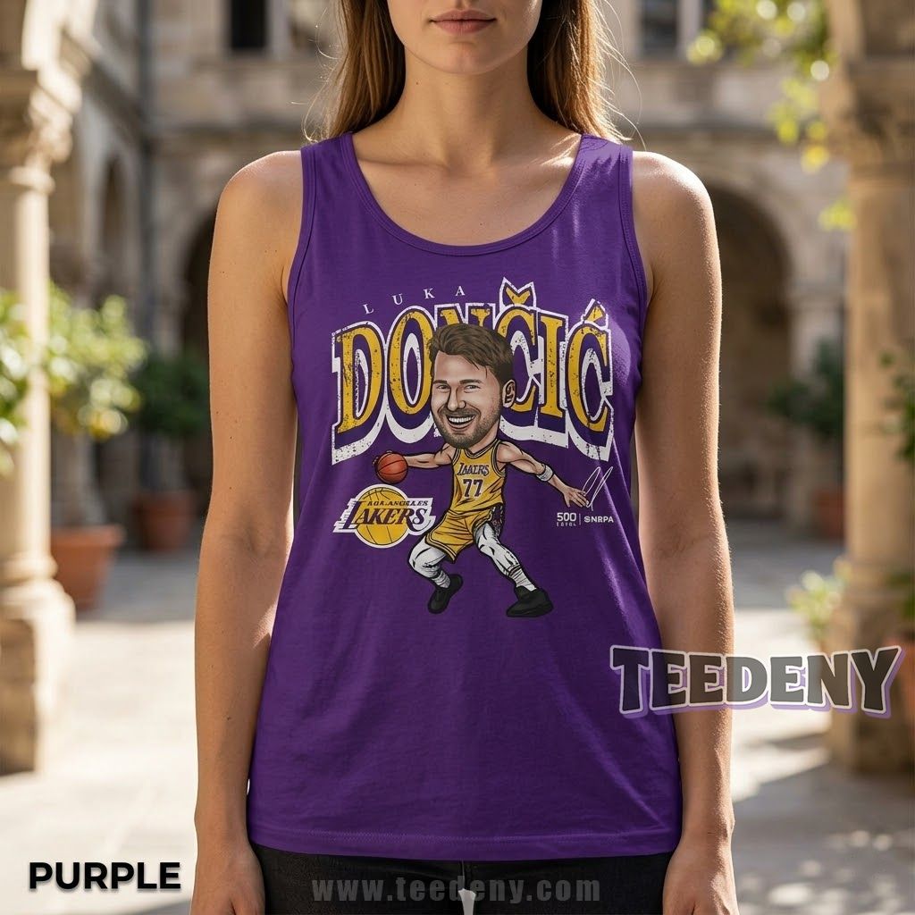 Los Angeles Lakers Luka Doncic Cartoon Style Tanktop Los Angeles Lakers Luka Doncic Cartoon Style Tanktop